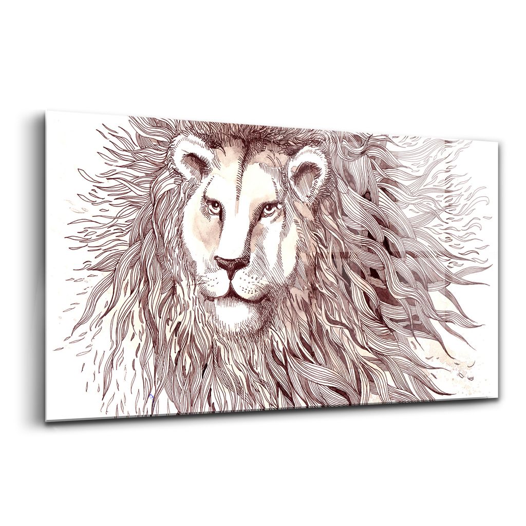 Glasmalerei - dekorative Malerei - moderne Malerei - 100x50 - Künstlerische Zeichnung eines Löwen