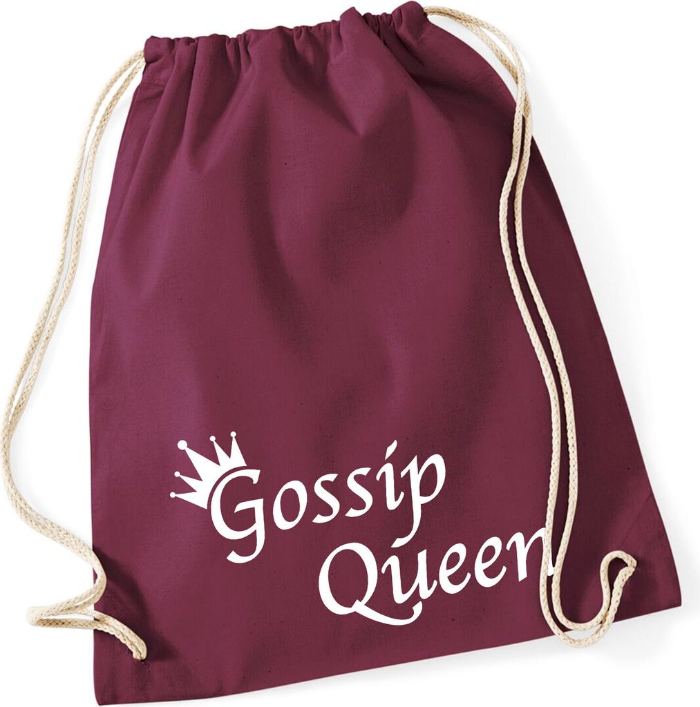 Huuraa Turnbeutel Gossip Queen Krone 12 Liter Burgundy Baumwolle Rucksack Geschenkidee