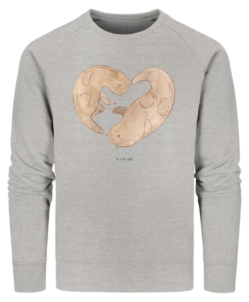 Mr. & Mrs. Panda Baumwoll Sweatshirt Otter Valentine Größe XS - Heather Grey - Geschenk, Sweater, Hochzeitstag, für Frauen, Freundin, Partner, P...