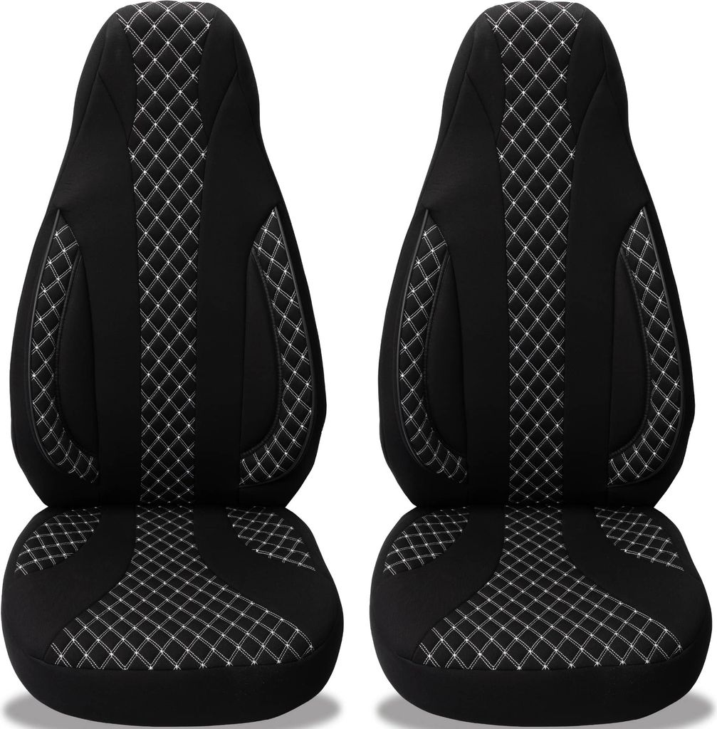 Seat Mii Bj 2011-21 kompatible Schonbezüge in Schwarz/Weiße Naht PL408