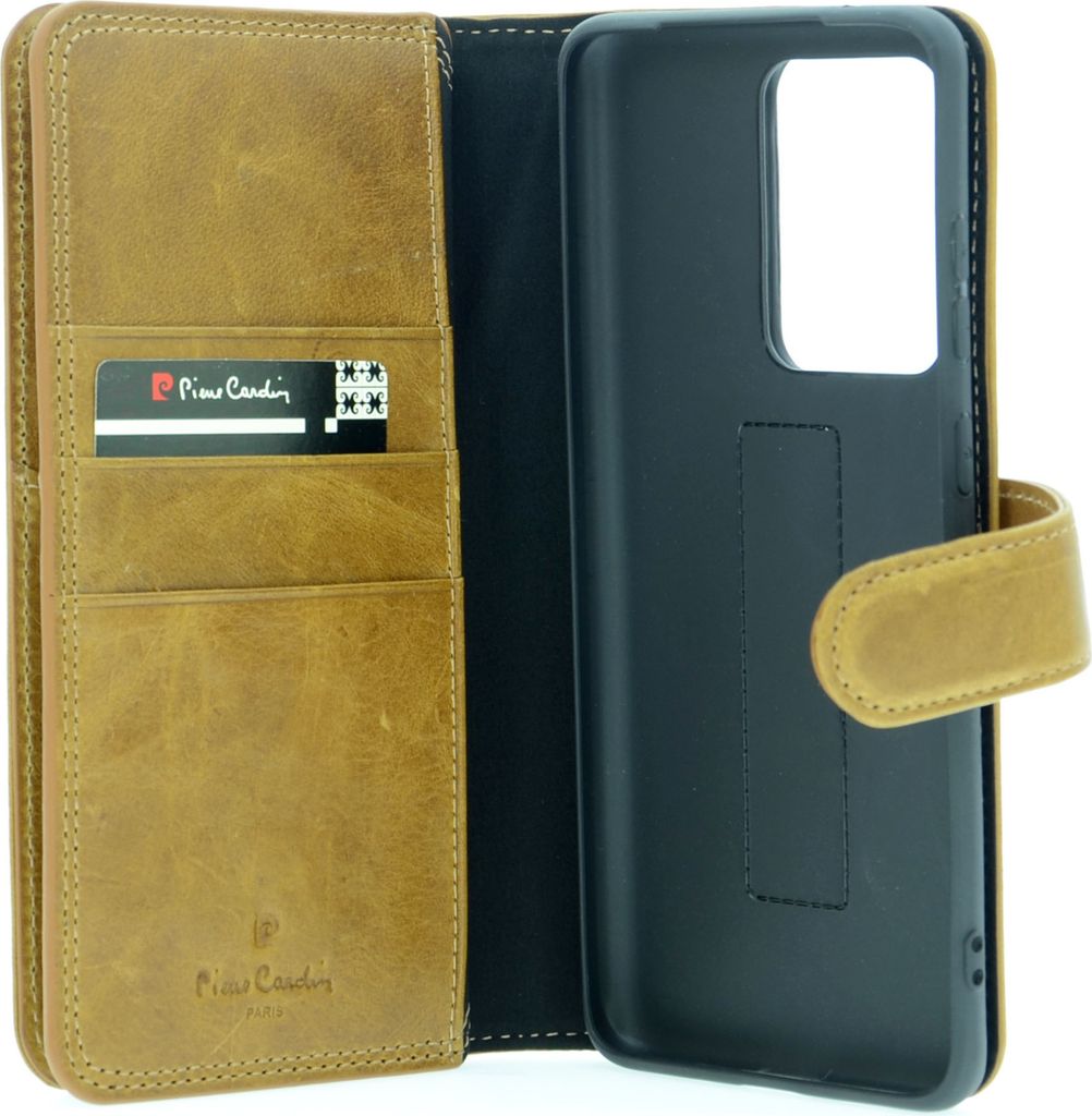 Pierre Cardin Samsung Galaxy S20 Ultra brown Book type case - Genuine leather