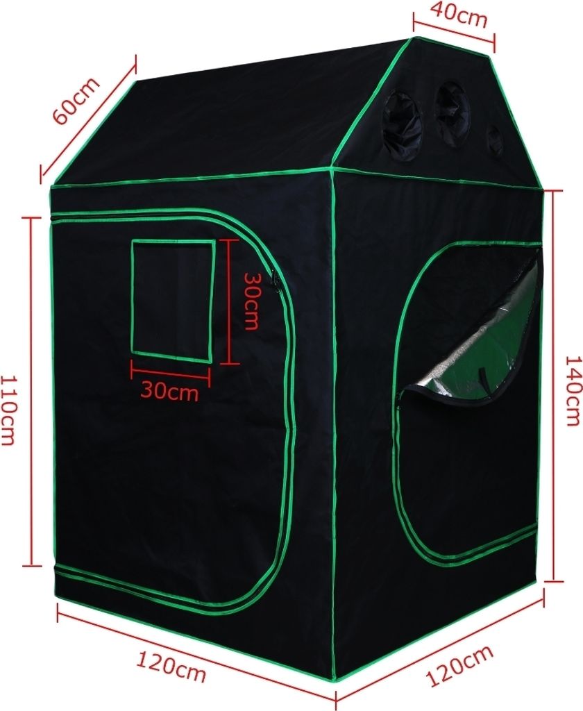 Growbox 120x120x180cm Indoor Gewächshaus Pflanzenzelt Produktbild 6