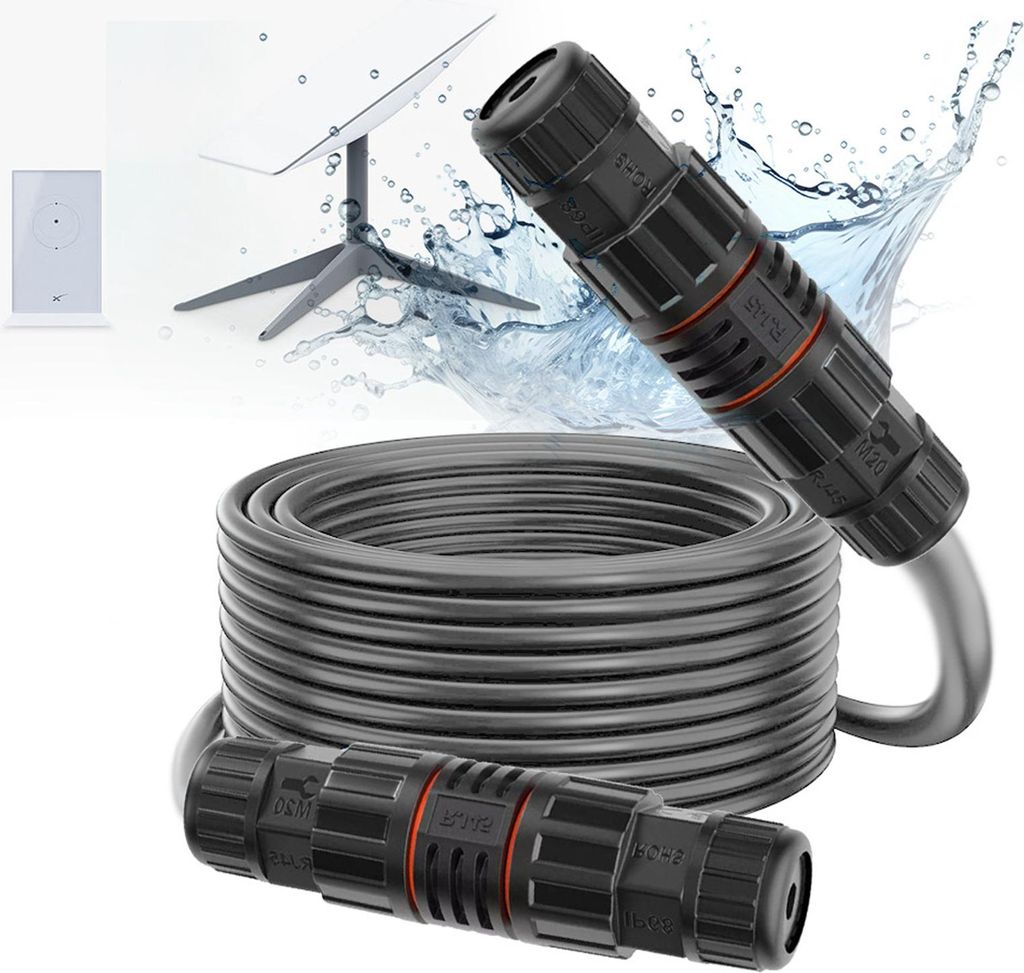 75FT Kabelverlängerung Reparatursatz für Starlink IP68 Wasserdicht Sauerstofffrei Kupfer Ersatzkabel Extender auf 150ft