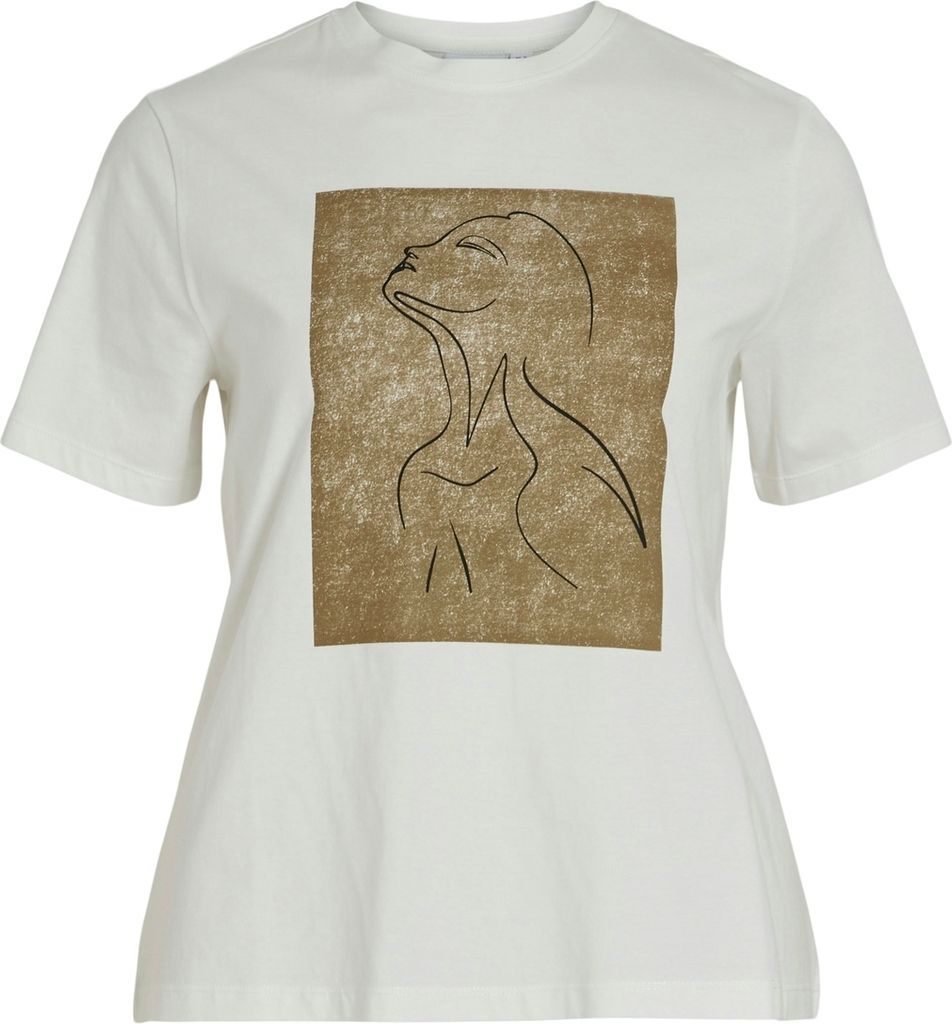 VILA T-Shirt Kurzarm Rundhals Regular Fit Print Design Größe: S