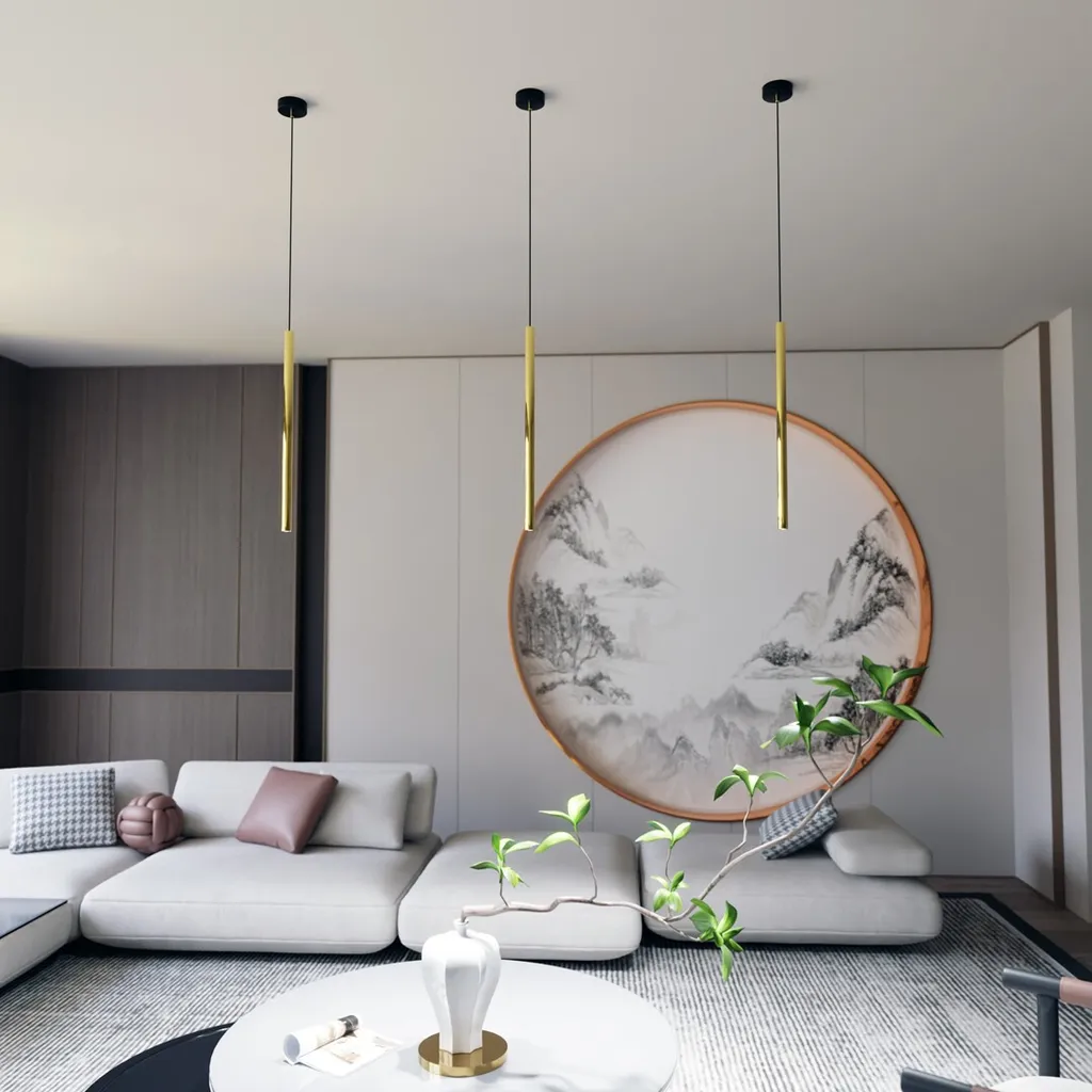 Luminaire Suspendu Réglable en Or avec Verre Effet Glaçon - Style G9