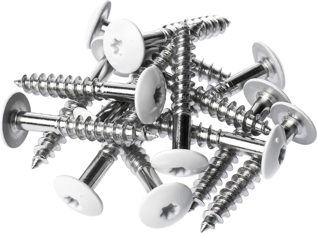 HPL- Schrauben, Fassadenschraube, Edelstahlschraube mit Kopflackierung | VIELE FARBEN | Faserzement, Holzpaneele, Alu Verbund (Reinweiß (RAL 9010)...