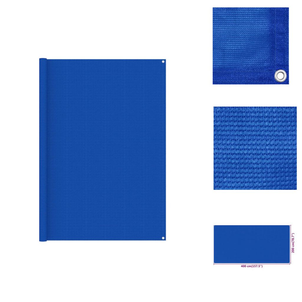 vidaXL Zeltteppich 200x400 cm Blau HDPE - Zeltzubehör