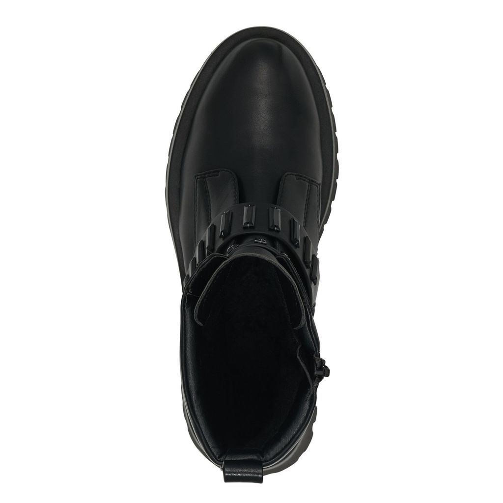 Tamaris Damen Stiefelette Reißverschluss schöne Zierriemen Profil 1-25472-41, Größe:39 EU, Farbe:Schwarz