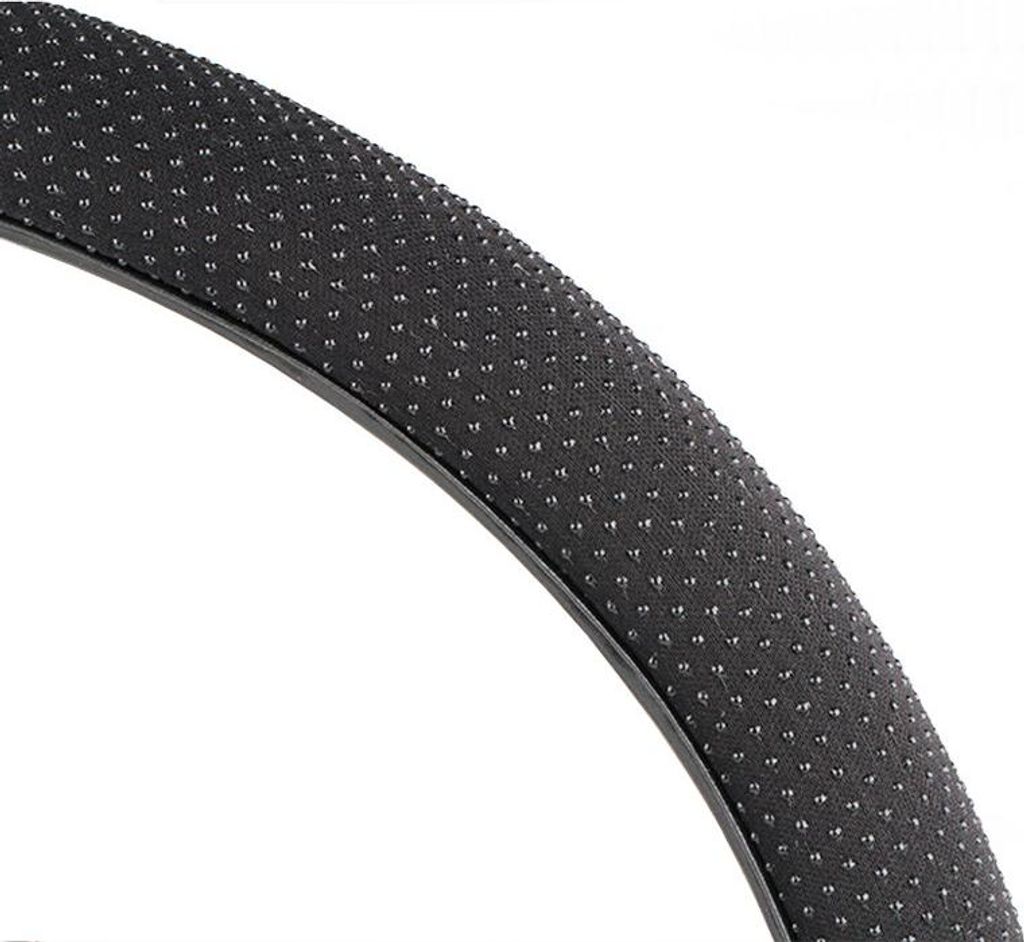 alca Auto Lenkradhülle Luxus 37-39 cm Lenkradschoner schwarz weiches Textildesign mit genoppter Fläche Universal griffsicher rutschfest bequem