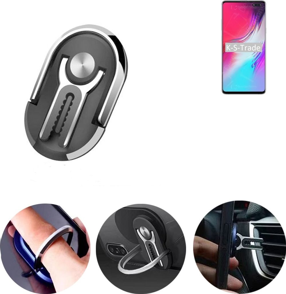 K-S-Trade 3in1 Smartphone-Ring Handy-Ring kompatibel mit Samsung Galaxy S10 5G SD855 Fingerhalterung Handyring Tischständer