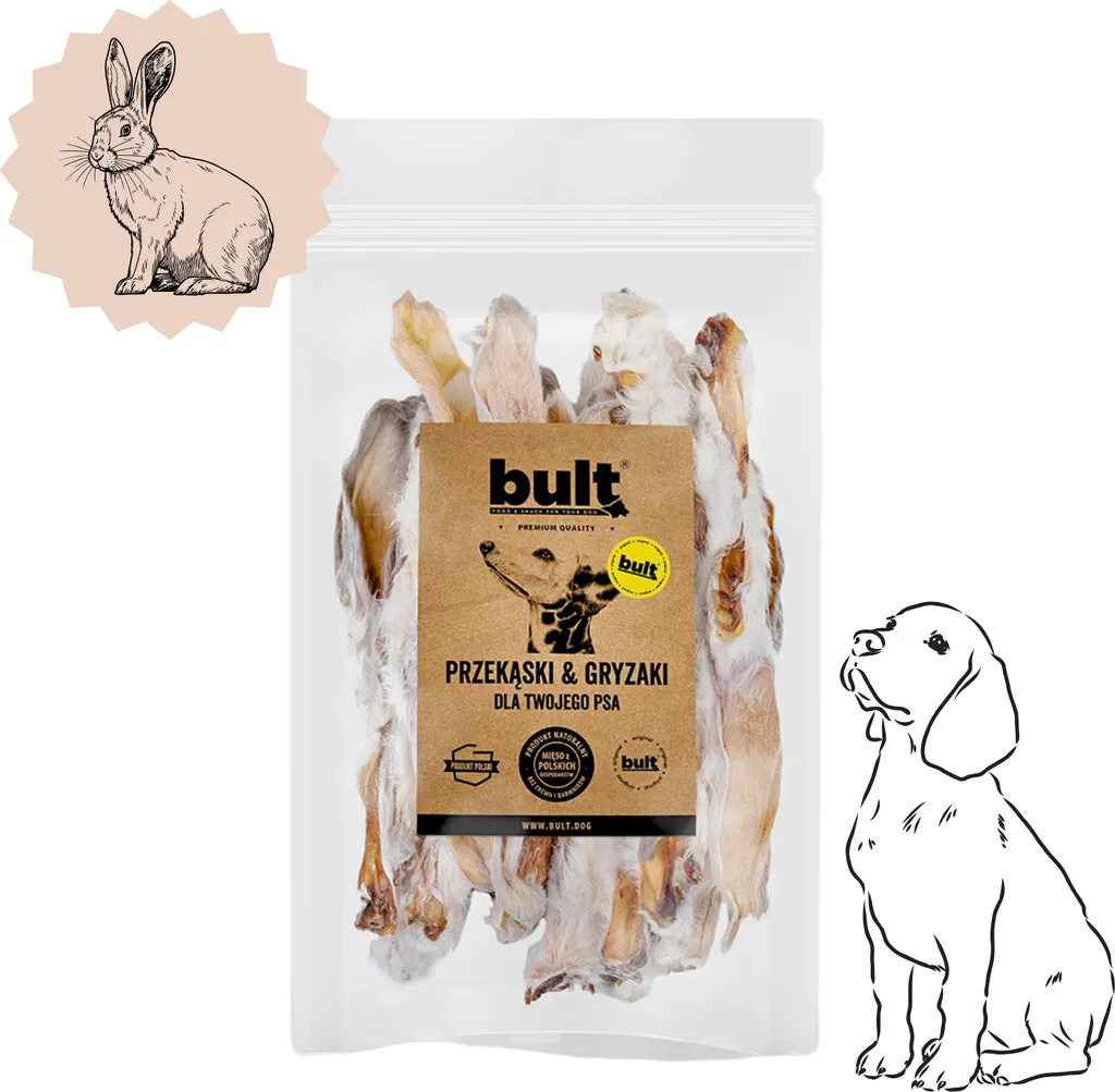 Oreilles de lapin avec fourrure pour chien - 100% Naturel - Lot de 20 pièces