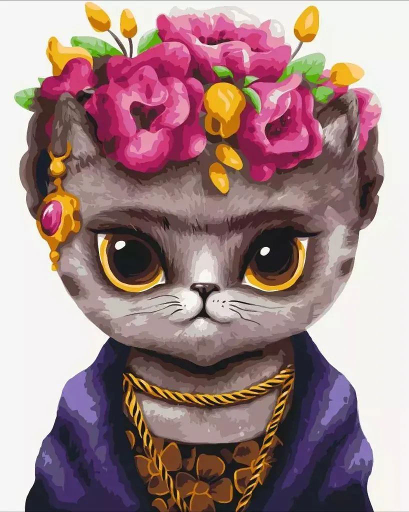 Réussir son Tableau Chat Fryda Cat - Kit Peinture par Numéros 40x50cm