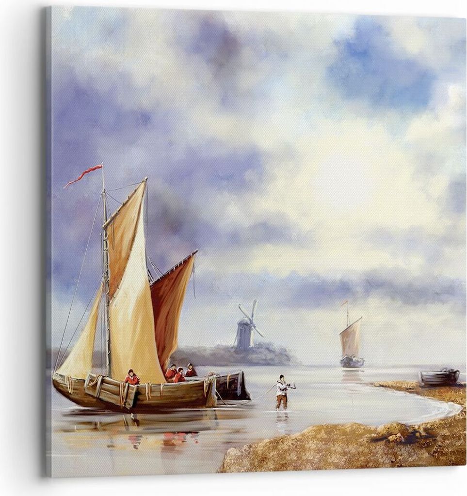 Bild auf Leinwand - Leinwandbild - Einteilig - Fischer Schiff Fan - 70x70cm - Wand Bild - Wanddeko - Wandbilder - Leinwanddruck - Bilder - Wanddeko...