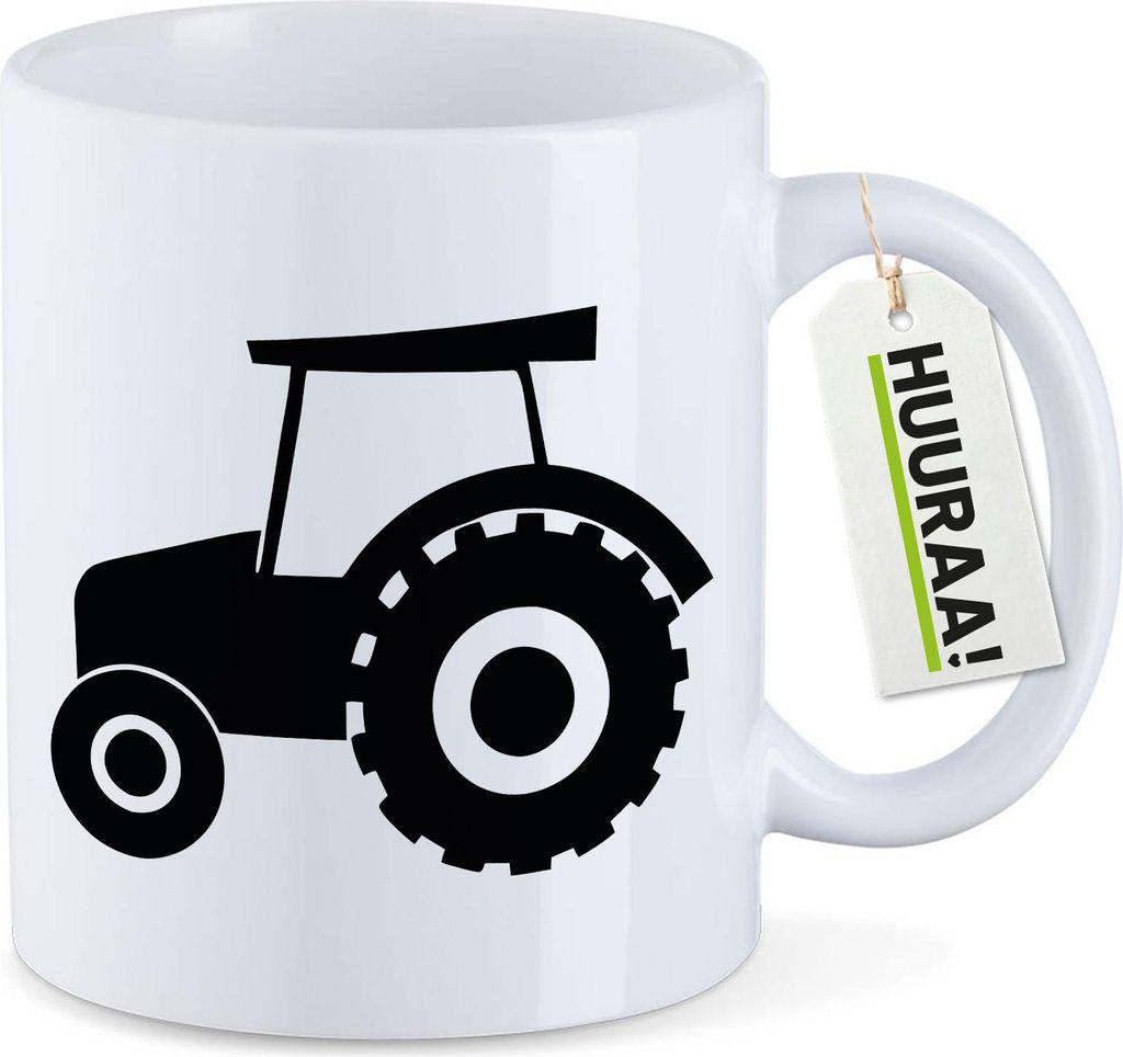 Huuraa Kaffeetasse Trecker Traktor 330ml Weiß Keramik Kaffeebecher Geschenkidee