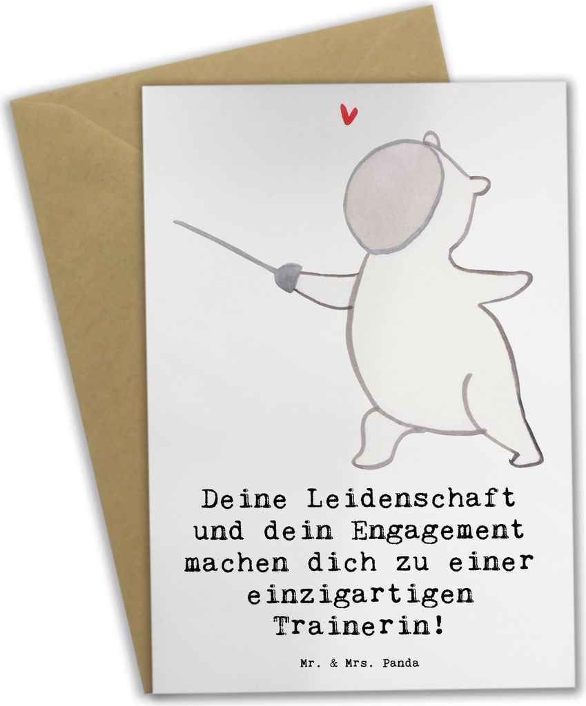 Mr. & Mrs. Panda jubiläumskarte Fechten Trainerin Einzigartig - Weiß - Geschenk, weihnachtskarten, einzigartige, hochzeitskarten, einladungskarte...