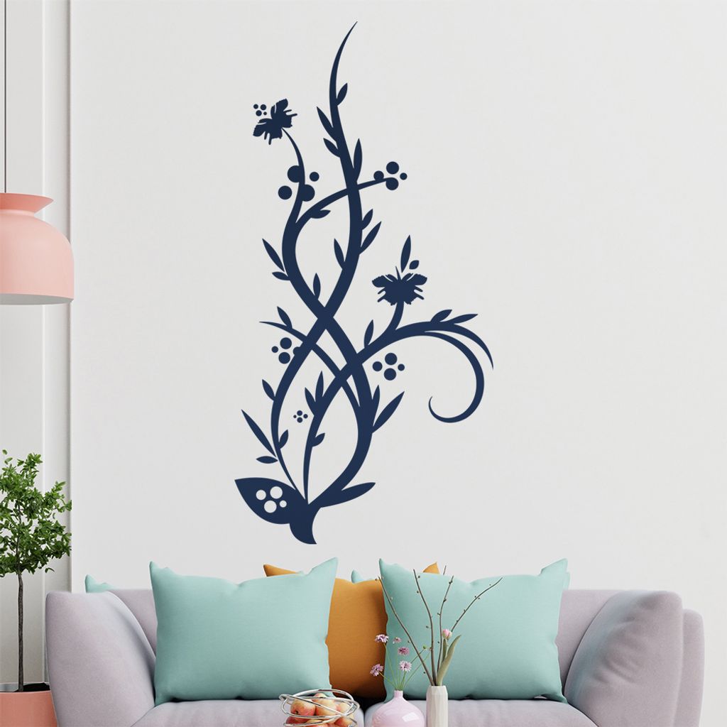 Falter Schmetterling Blüte Wandtattoo in 6 Größen - Wandaufkleber Wall Sticker - Dekoration, Küche, Wohnzimmer, Schlafzimmer, Badezimmer