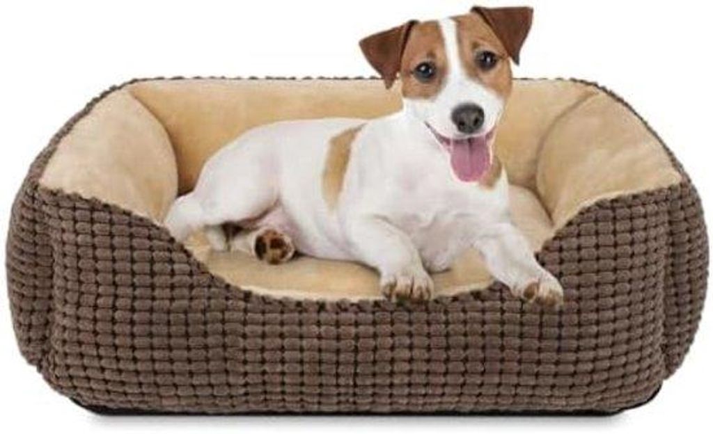 Hundekissen mit erhöhter Kante - Bequem und waschbar - Braun