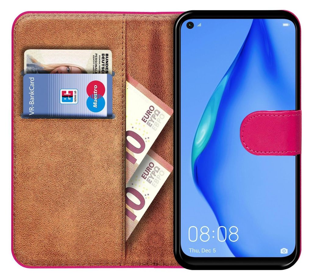 HualuBro Cover A Libro Portafoglio Per Huawei P40 Lite - Custodia In Pelle PU Con Slot Porta Carte E Chiusura Magnetica, Colore Nero