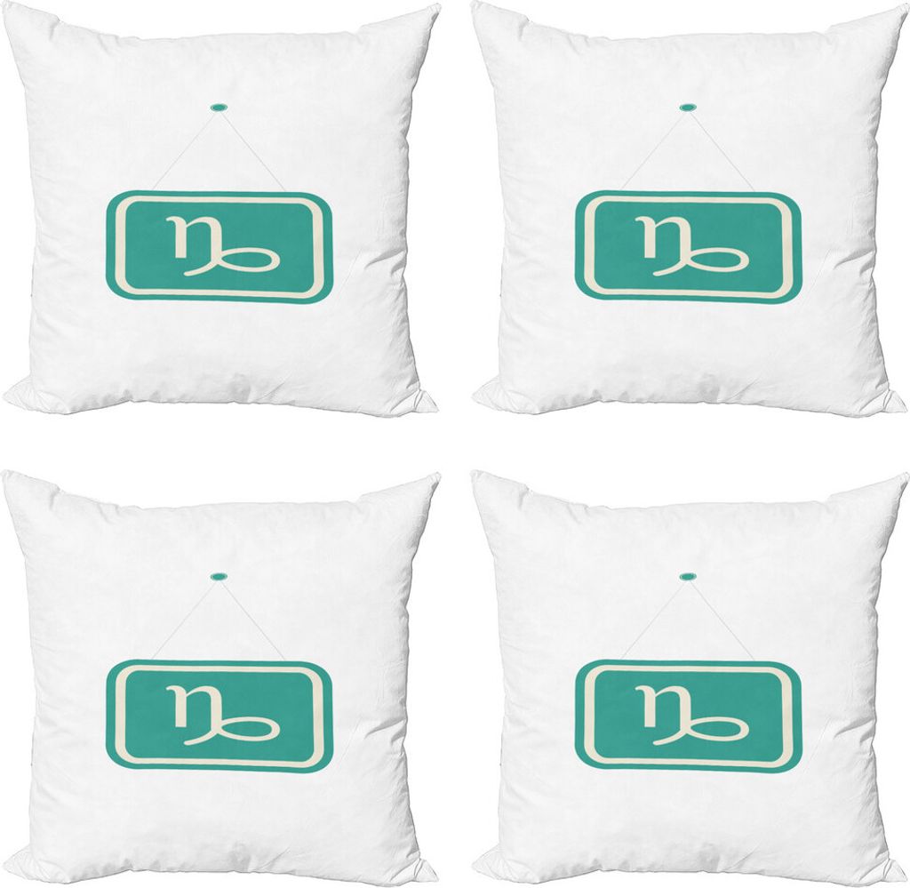ABAKUHAUS Sternzeichen Steinbock Kissenbezug Set (4 Stück), bicolor-Zeichen, Moderner Doppelseitiger Digitaldruck, 50 cm x 50 cm, Pale Sea Green B...