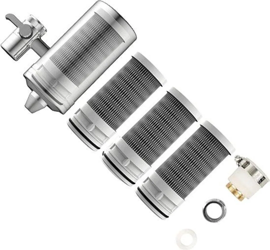 Purificateur d'eau de robinet domestique en acier et 4 filtres inclus