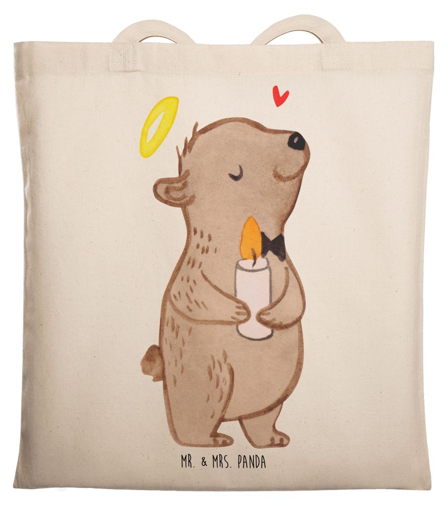 Mr. & Mrs. Panda Einkaufstasche Bär Kommunion Mädchen - Transparent - Geschenk, Tote Bag, Gott, Liebe, Glauben, dokumententasche, Tasche, Gläubi...