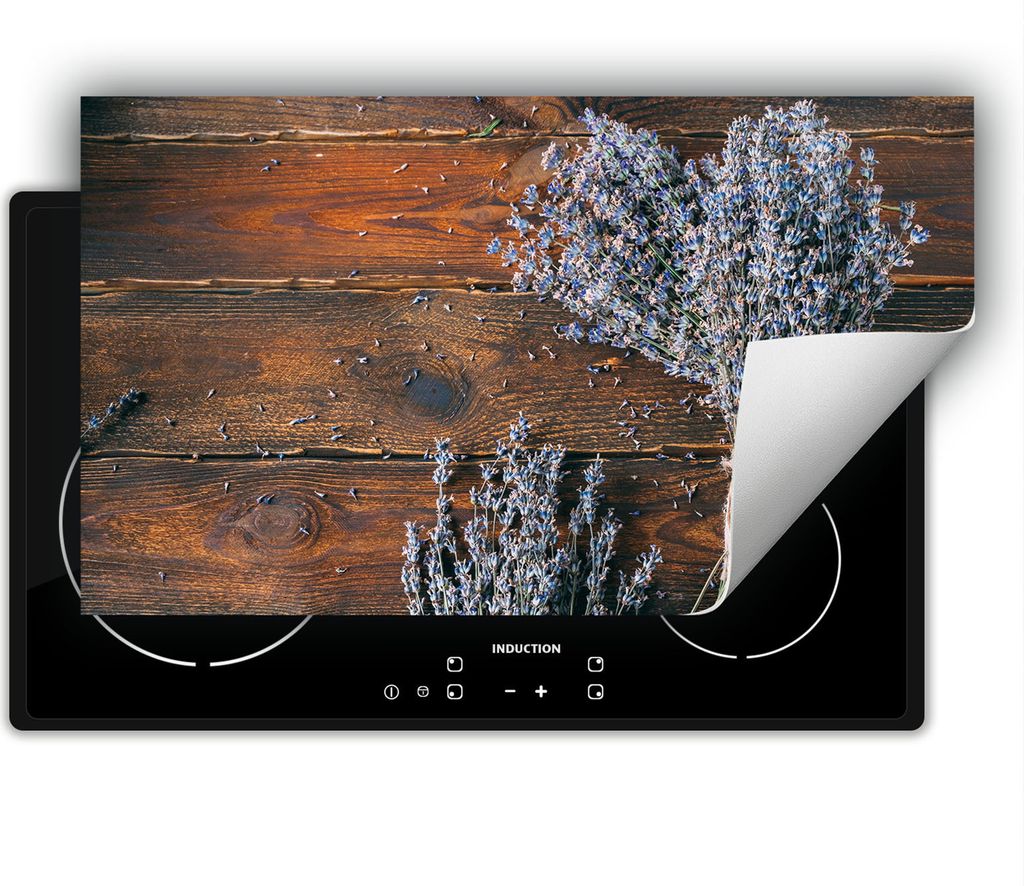 DarHaus Herdabdeckplatte 90x52 cm Anti Rutsch Matte Aufrollbar, Lavendel - Holz