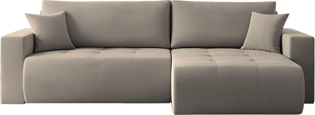 Ecksofa 3-Sitzer Schlafsofa mit Bettkasten und Schlaffunktion in Scandi-Design – Universal Rechts/Links – mit Rücken- und Dekokissen – Struk...