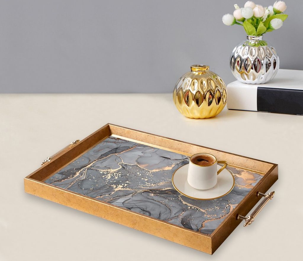 Evila Originals, TPEA9874, Tablett, Mehrfarbig, 100 % GLAS, 50 x 29 x 3,5 cm