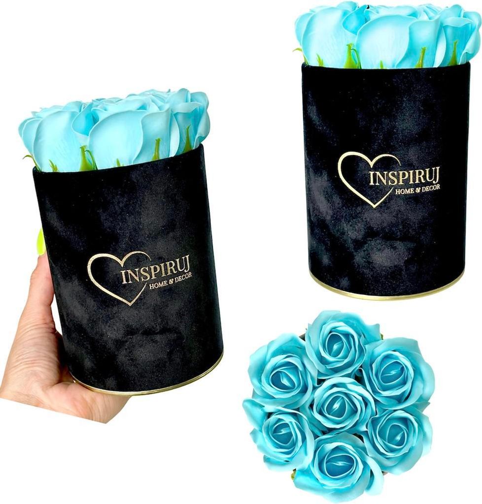 Flowerbox Inspiruj - Schwarze Box mit Seifenrosen - Nr. 2 Hellblau