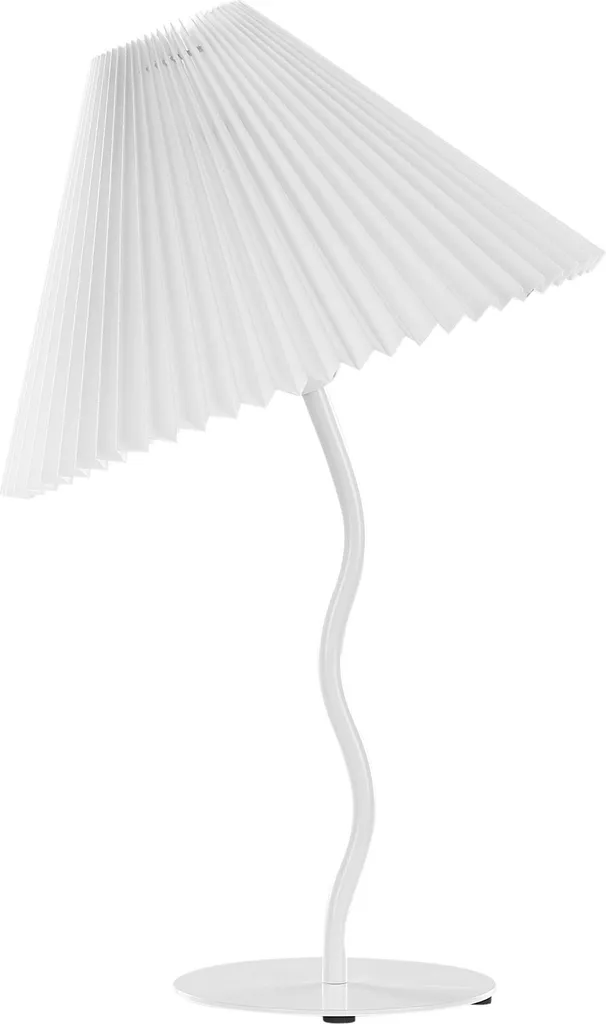 Lampe à Poser Métal et Abat-jour Plissé Blanc 48 cm Style Moderne