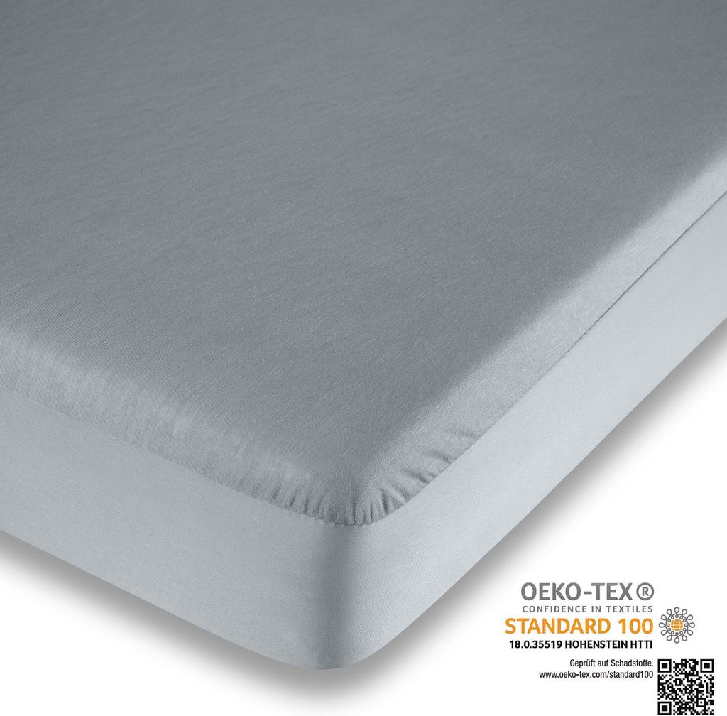 Traumhaft gut schlafen Wasserundurchlässiges Spannbettlaken für Kinder und Erwachsene, Farbe: Grau, Größe: 200 cm x 190-200 cm