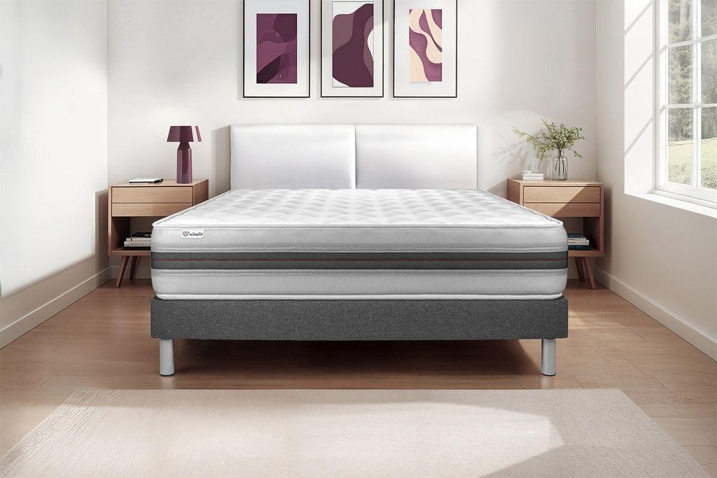 Matratzenset VITALMEMO BACK 140 x 190 cm Bettrahmen Kit grau