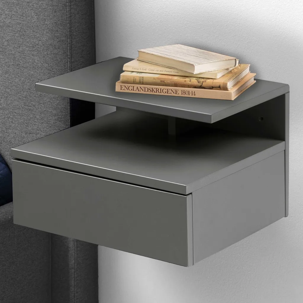 Table de chevet Ashlane compacte grise : solution pour petit espace