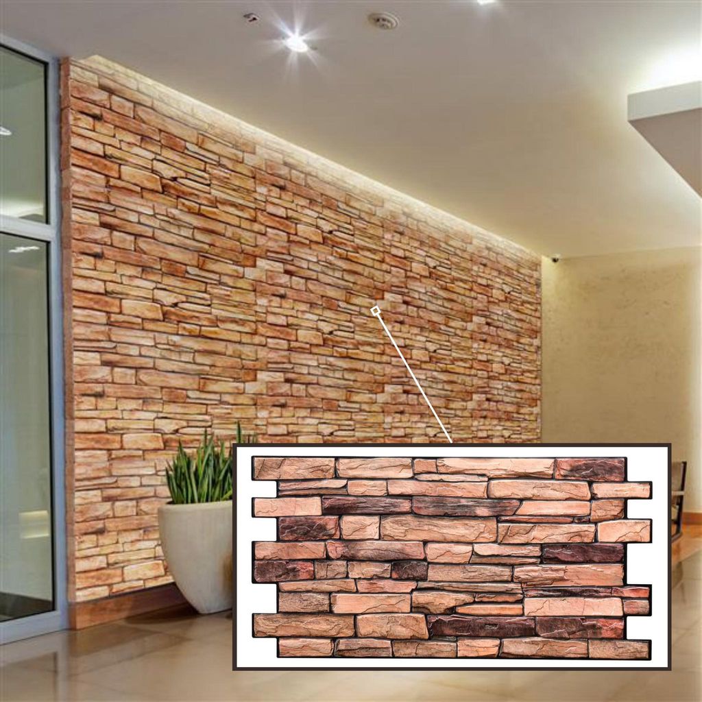 3D-Wandpaneele PVC | Schiefer Optik | Karelischer Schieferstein - 1 Platte - 0.5 m² | Für Wohnzimmer, Küche & Bad | Einfache DIY-Montage