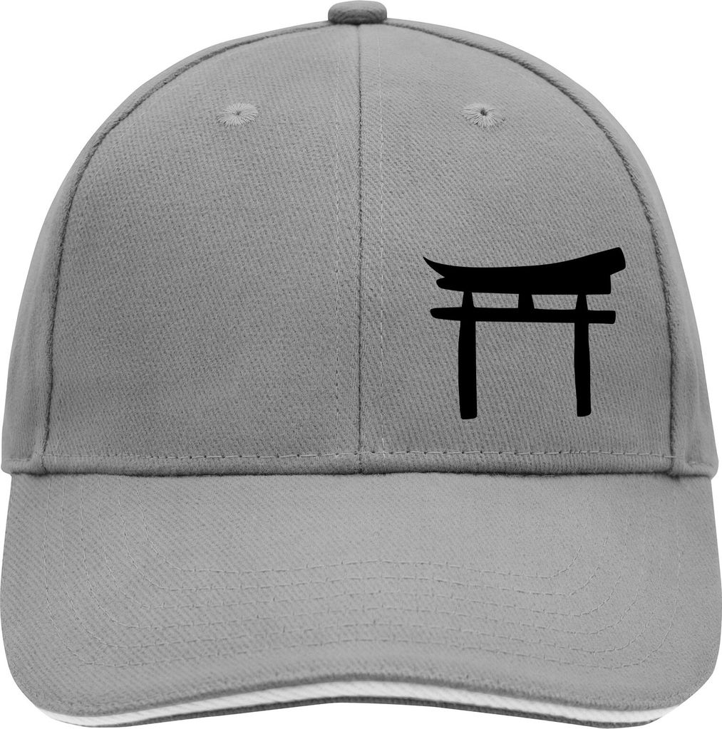 Huuraa Cappy Mütze Torii Shintoismus Dark Grey/White Baumwolle 6-Panel Kappe Geschenkidee