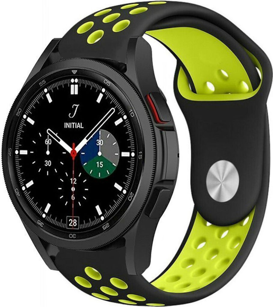 Strap-it Samsung Galaxy Watch 4 Classic Sportarmband (Schwarz/Gelb)
