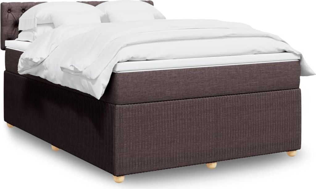 Maison Exclusive - Boxspringbett mit Matratze Dunkelbraun 160x200 cm Stoff