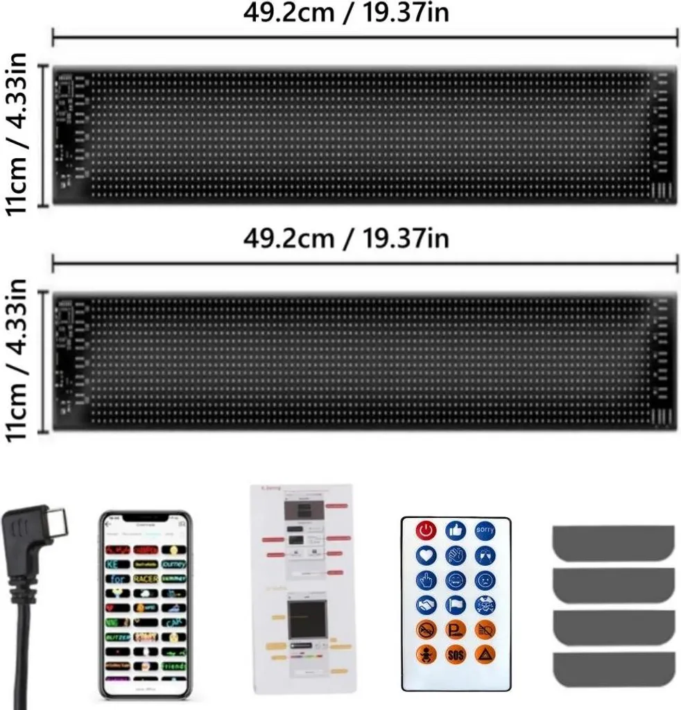 Écran LED flexible programmable 49,2cm - Lot de 2 panneaux haute clarté