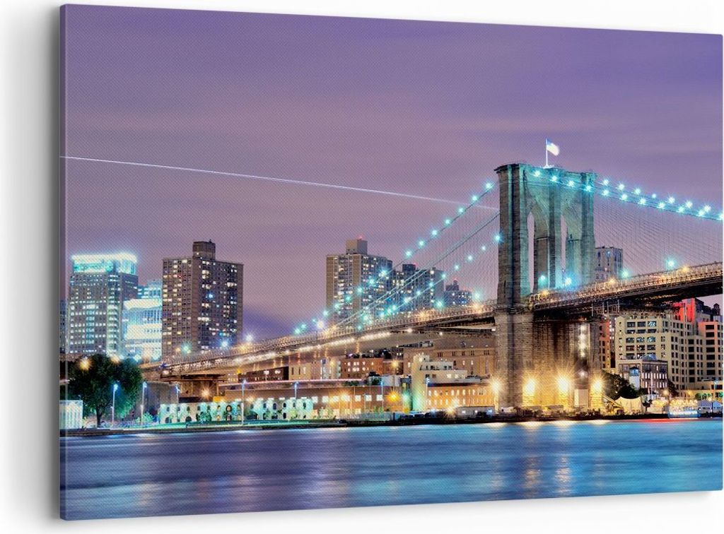 Bild auf Leinwand - Leinwandbild - Metropole Fluss Brücke Geschichte - 120x80cm - Wand Bild - Wanddeko - Leinwanddruck - Bilder - Kunstdruck - Lei...