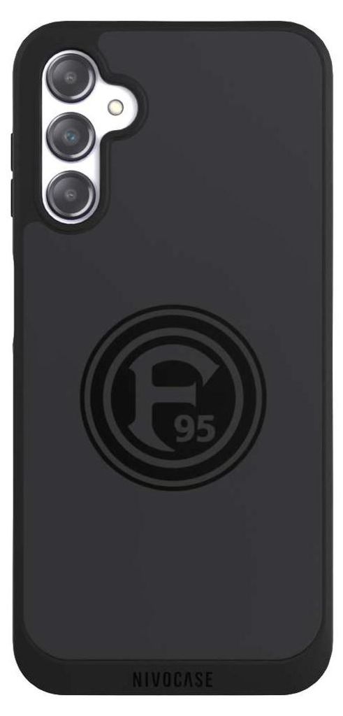 NIVOCASE Handyhülle für Samsung Galaxy A14 5G Hülle NIVOpure Case Schwarz F95 Fortuna Düsseldorf Logo