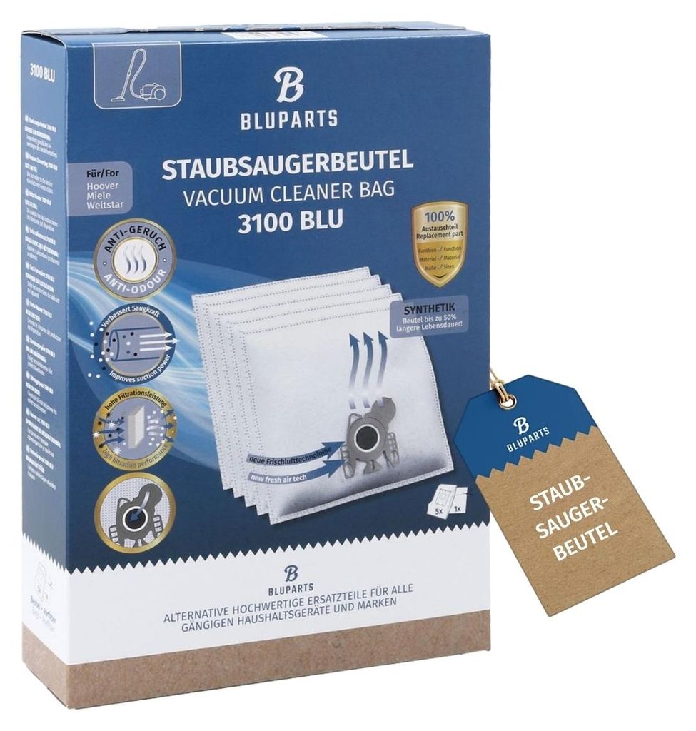 Filterbeutel passend für Miele 9917710 Typ FJM für Bodenstaubsauger 5Stk + Vorfilter