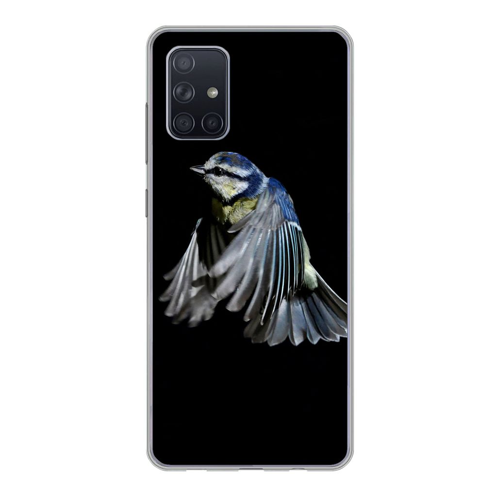 MuchoWow Handyhülle Schutzhülle Hülle für Samsung Galaxy A51 Vögel - Federn - Schwarz Silikon Softcase Handy Hülle - Schutzabdeckung