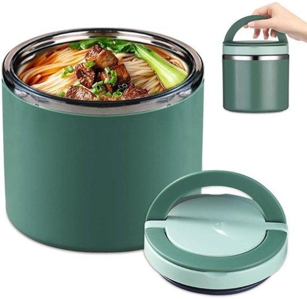 Isolierte Thermoskanne - 1 Liter Isolierte Lebensmittelbehälter - Edelstahl - Mit Griff - Hervorragende Isolierung - Geeignet als Lebensmittelbeh...