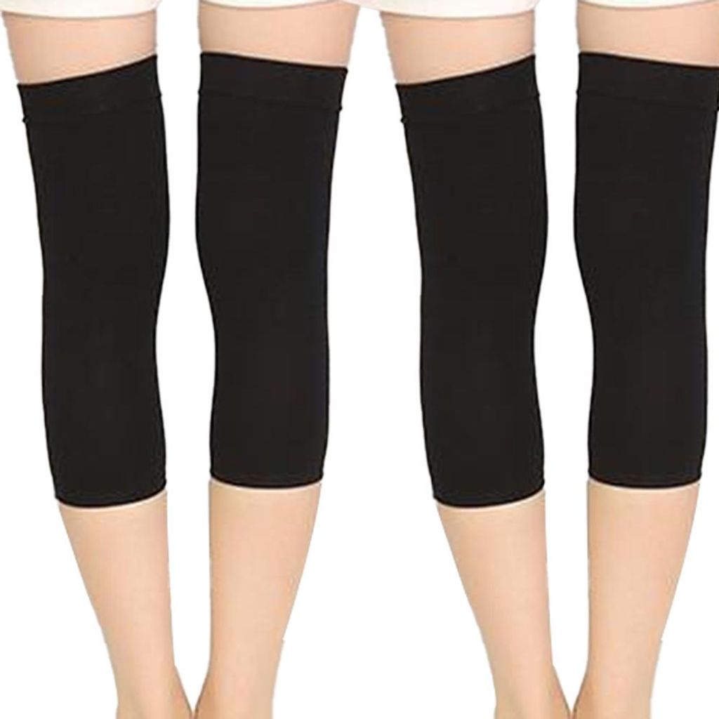 2 Paar leichte Outdoor-Kompressions-Kniebandagen – Schwarz, Größe XXL (Unisex)