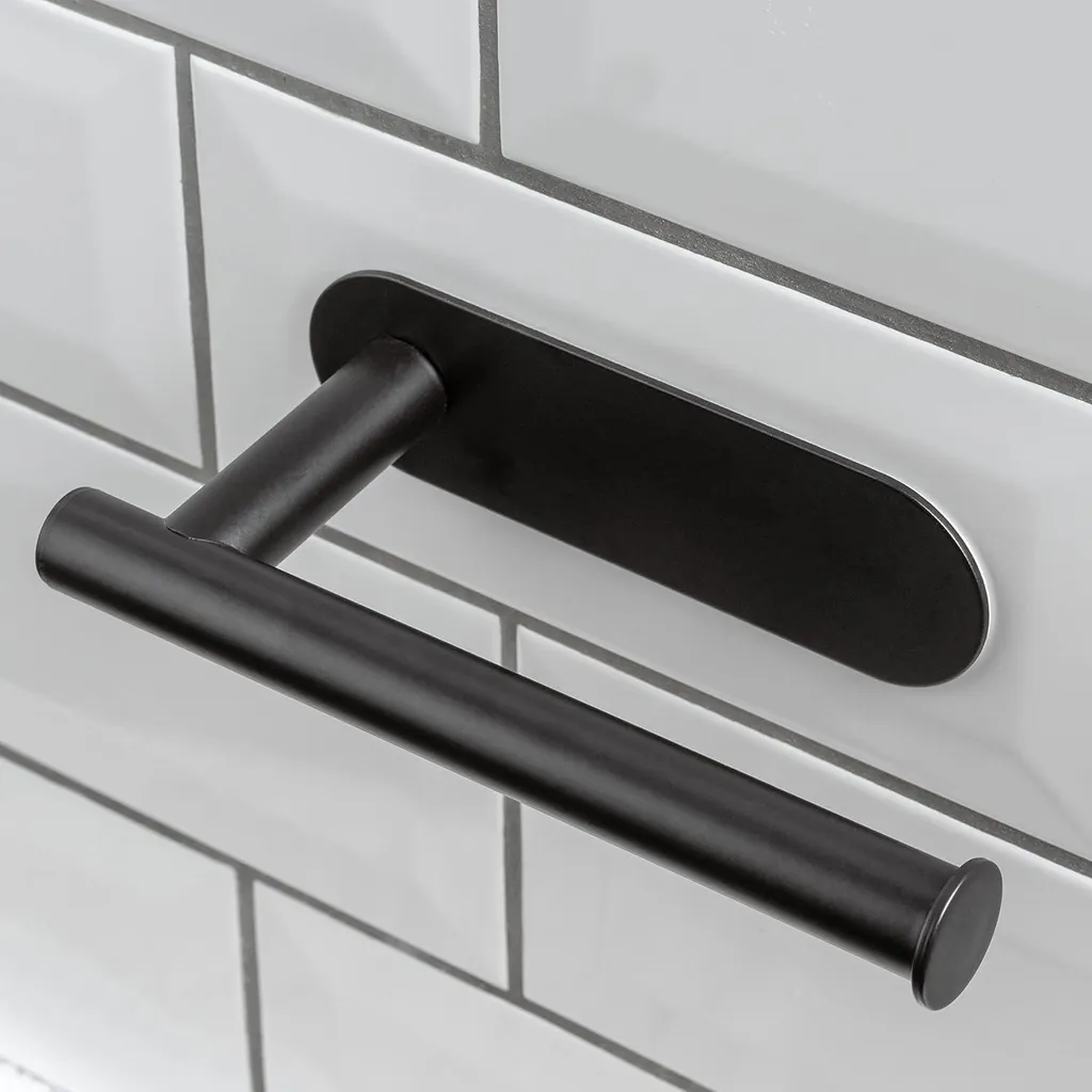 Dérouleur papier WC mural en chrome brossé sans perçage pour salle de bain