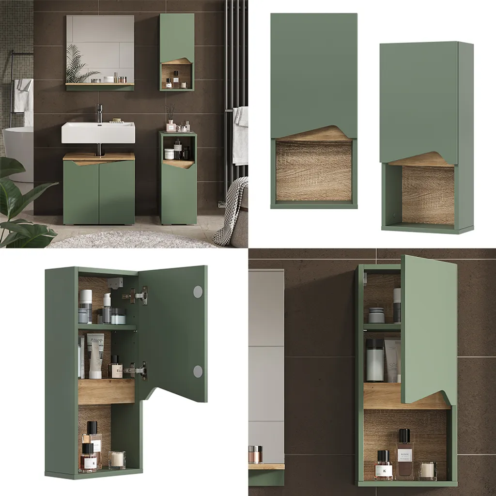 Mobiletto Vicco Marelle Verde/Artigianale: Eleganza per il tuo Bagno - 6