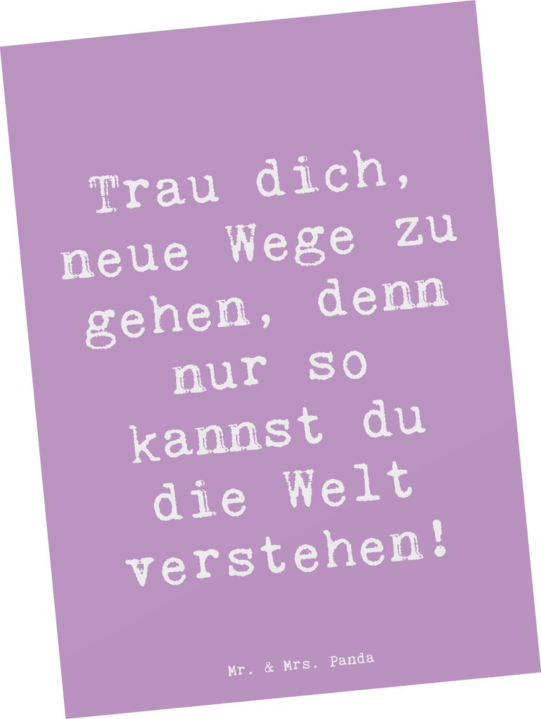 Mr. & Mrs. Panda Postkarte Spruch Unbekannte Orte erkunden - Lavendeltraum - Geschenk, Ansichtskarten, inspirierende Designs, Vertrauem, neue Erfah...