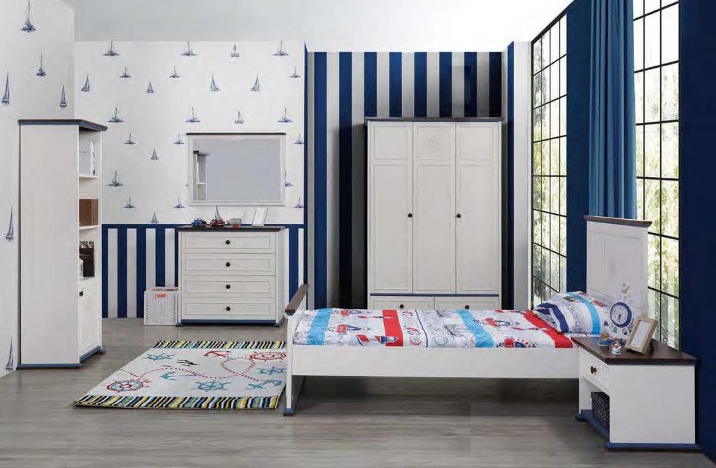Schlafzimmer Kinderzimmer Set Modern Schrank Kommode Tisch Holz Weiß Neu 5tlg.