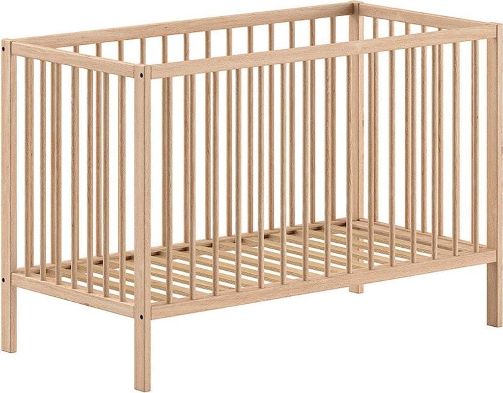 FURNLUX Baby Cot Dino Beige 60x120cm / Hauptfarbe: Beige / Abmessungen: 66 x 125 x 85 cm