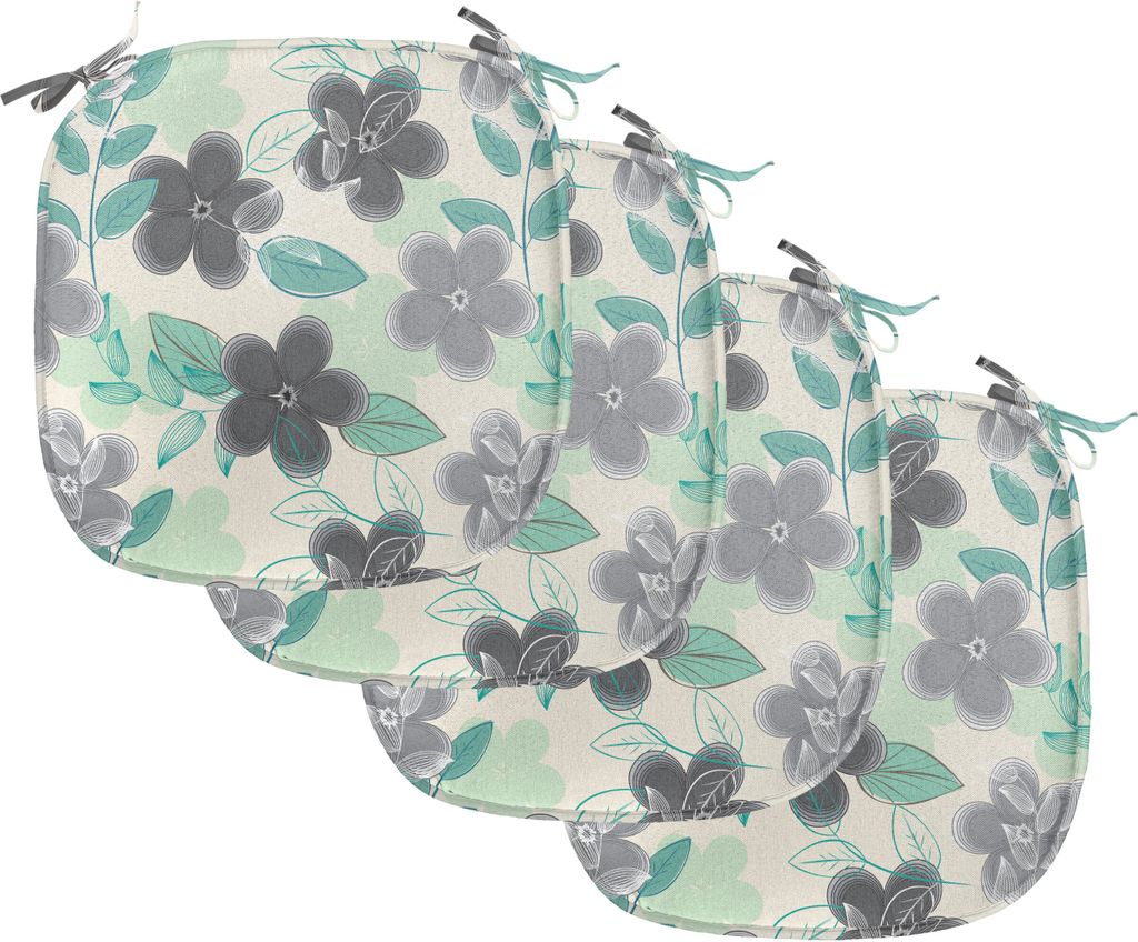 ABAKUHAUS Blumen Polster für Esszimmerstühle, Abstrakt nostalgischen Retro, Dekoratives wasserfestes Kissen mit Riemen für Küchensitze, 40 cm x...